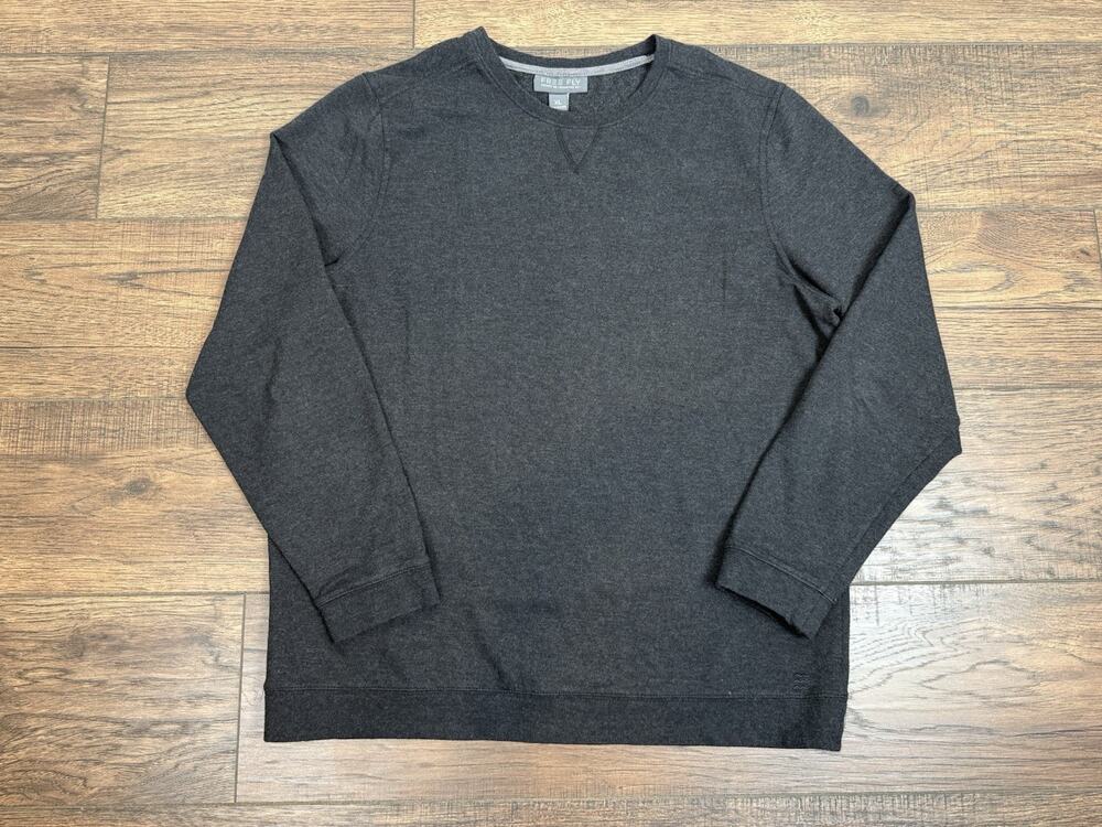 Free Fly Bamboo Heritage Fleece Crewneck Sweatshirt Men XL Stretch Gray Casual
